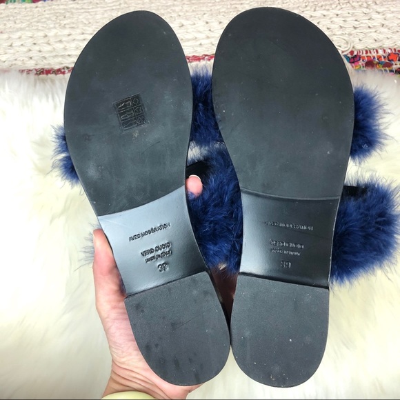 Avec Moderation | Ibiza Navy Blue Maribou Sandals - Picture 4 of 7